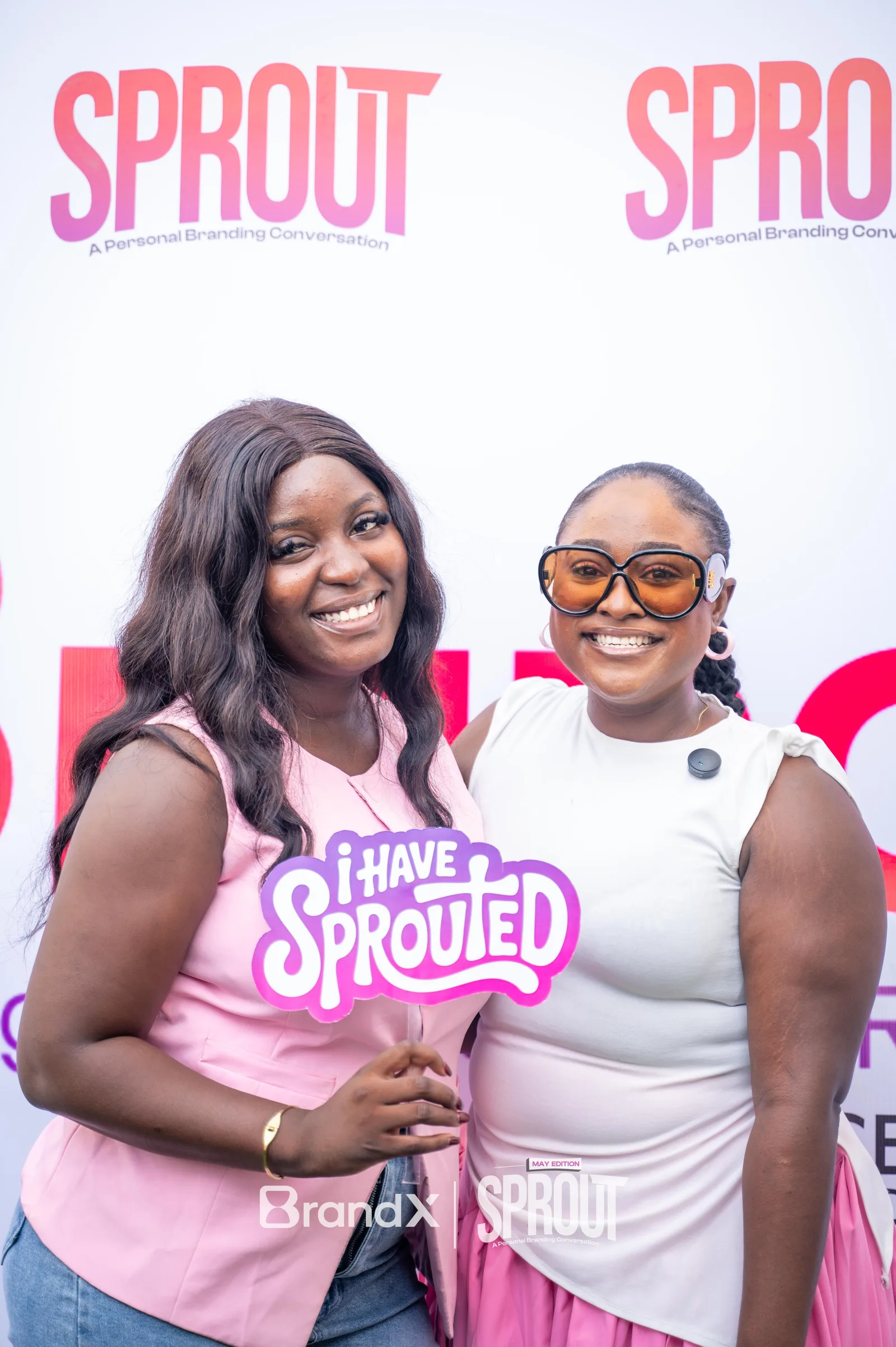 SPROUT May Edition — attendees celebrating with I Have Sprouted sign
