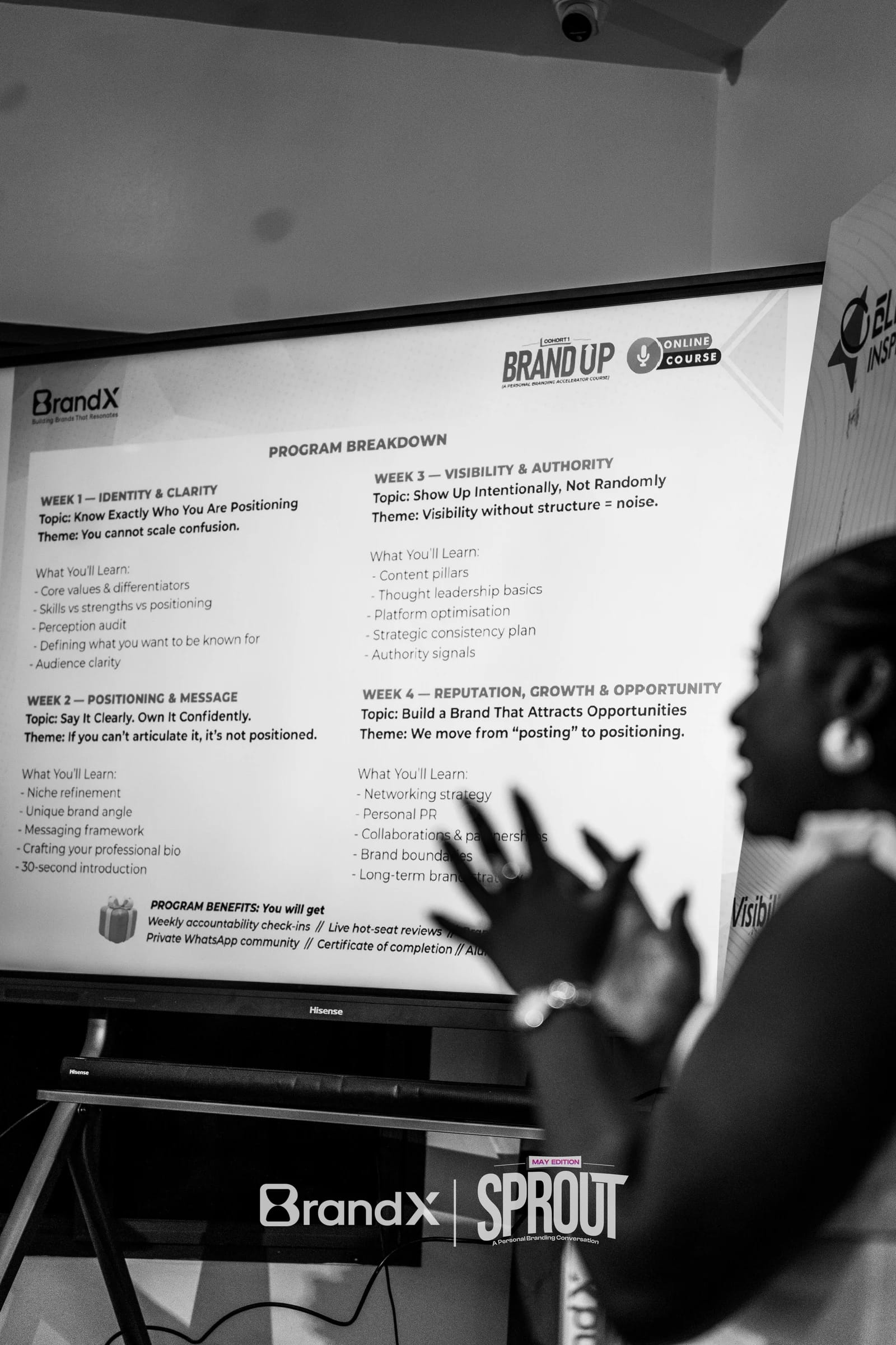 BrandUp four-week program breakdown on screen